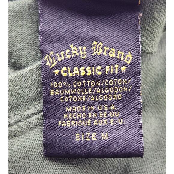 Lucky Brand Graphic T-Shirt Men's M Green Spell out Classic Fit VTG Y2K - Picture 3 of 4